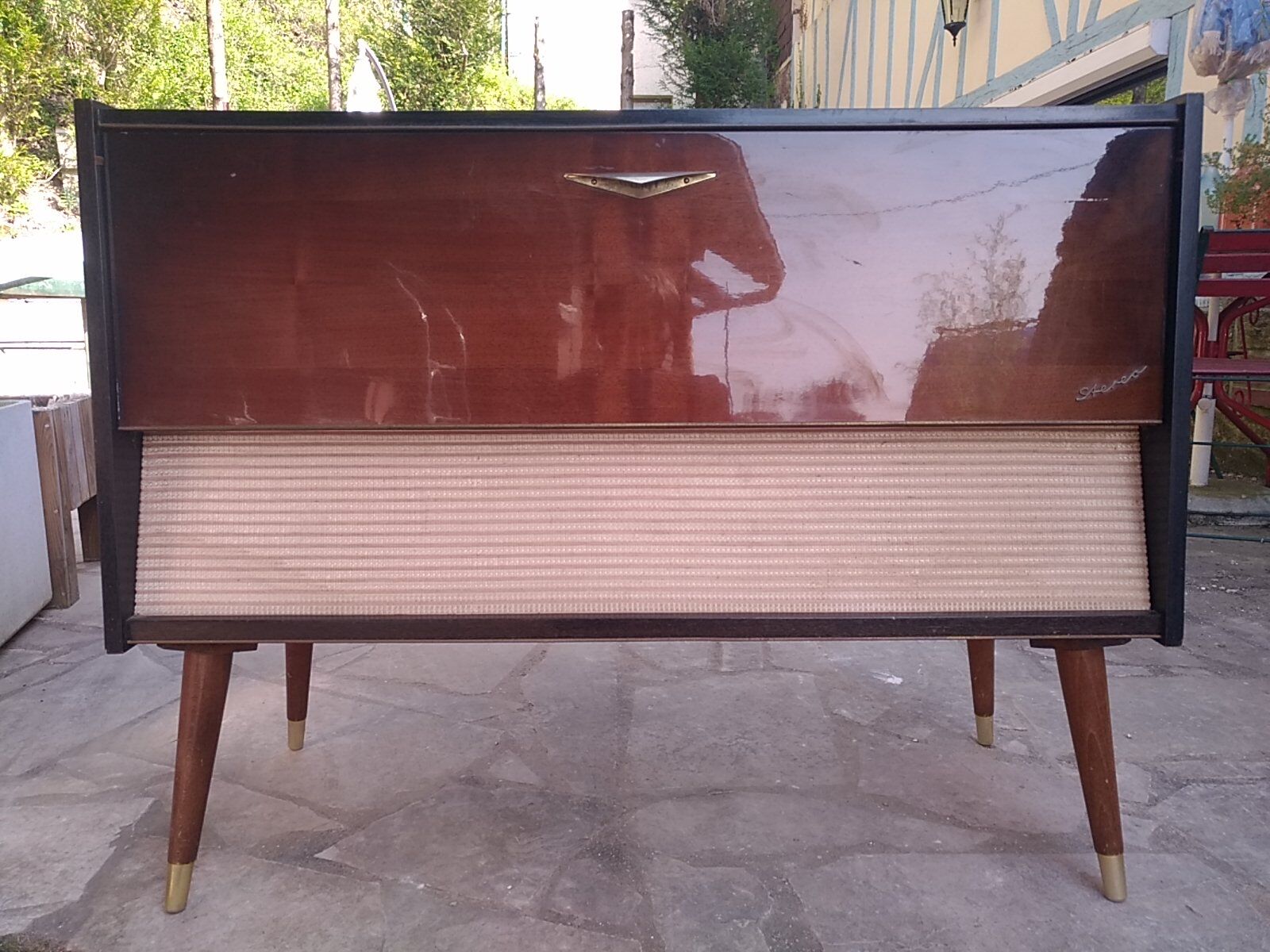 Vintage furniture "Stereo" radio Schaub-Laurenz and platinum Telefunken 504ken