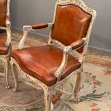 Paire de fauteuils en bois laqué de style régence epoque XlXème