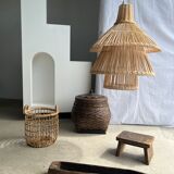 Rattan pendant lamp or light in the shape of an Asian lantern