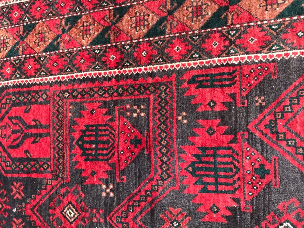Afghan old rug Turkmen belutch handmade 110x220 cm