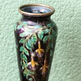 Enameled vase, art nouveau, Limoges, Jules Sarlandie