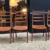 4 beautiful Scandinavian teak and velvet chairs
