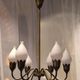 Lustre "Tulip" in brass and glass by Fog and Morup, Denmark.