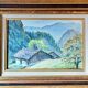 Old painting of a mountain farm landscape from the 50s/70s.