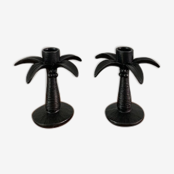 Pair of palm candle holders