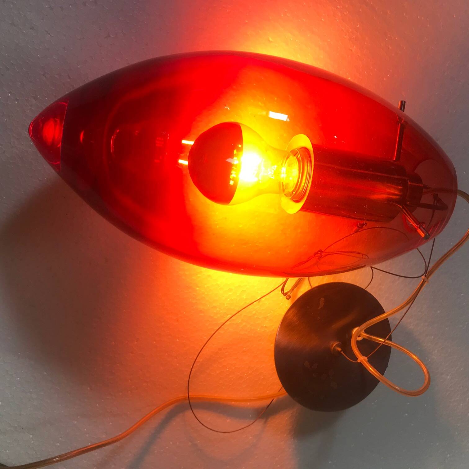 Vintage Pendant Lamp • Goccia di Sangue • Artisanal Glass • Murano • 1980