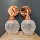 Pair of white ball wall lights