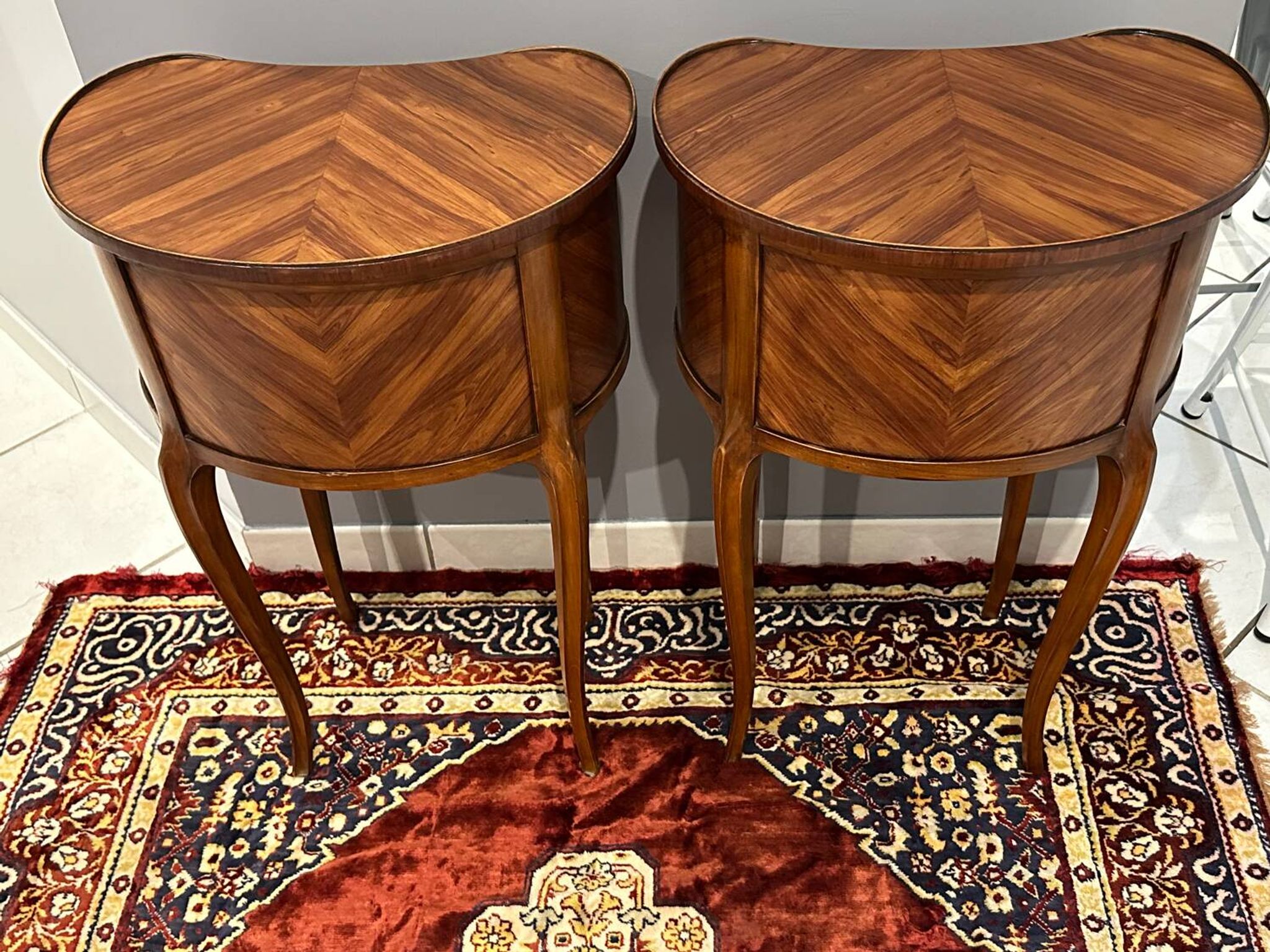 Pair of Louis XV kidney-shaped bedside tables
