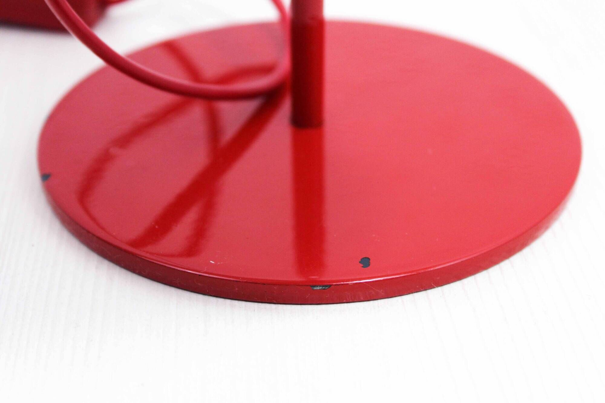 Vintage desk lamp on red metal stem 1970s
