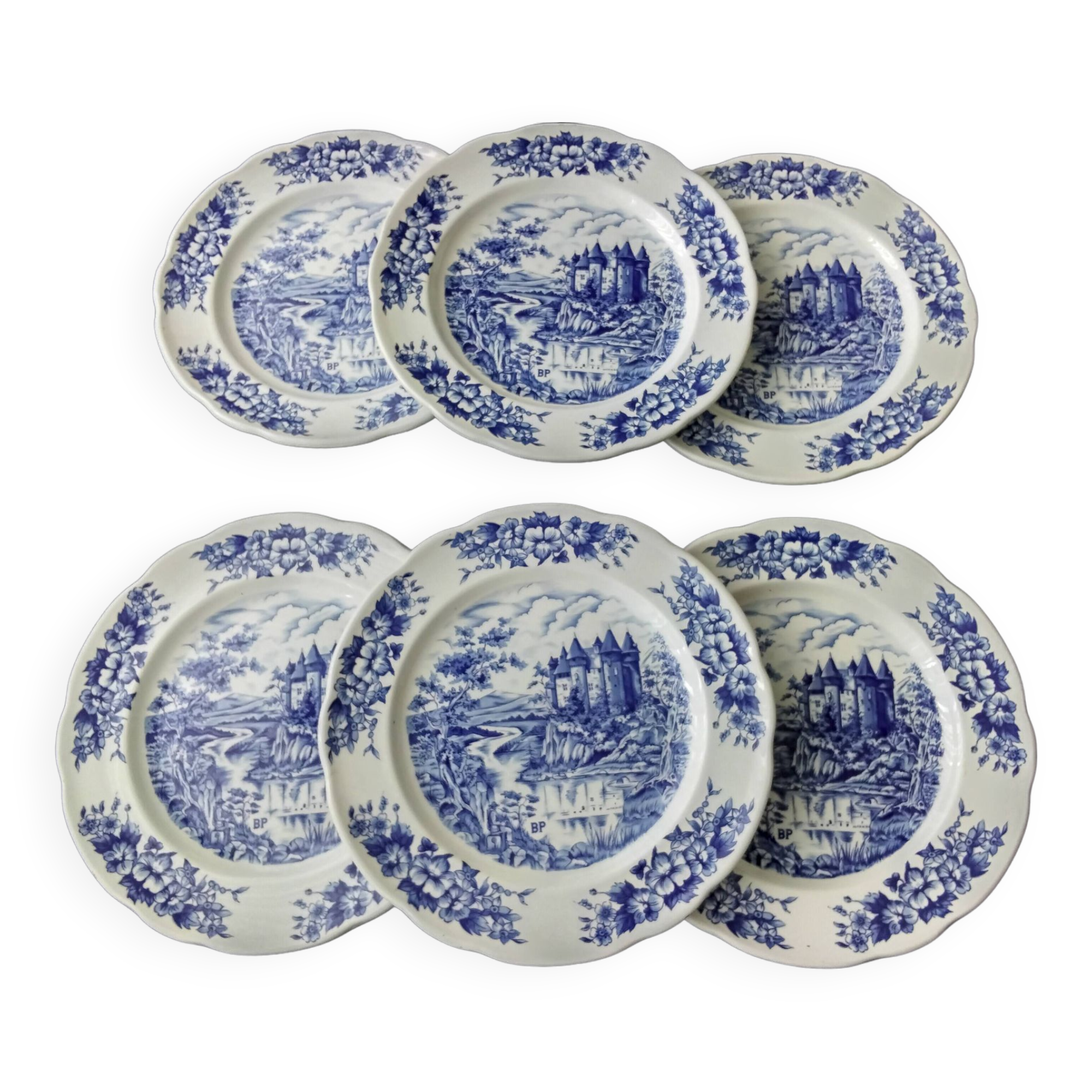 6 Pyroblan porcelain dinner plates BP Advertising