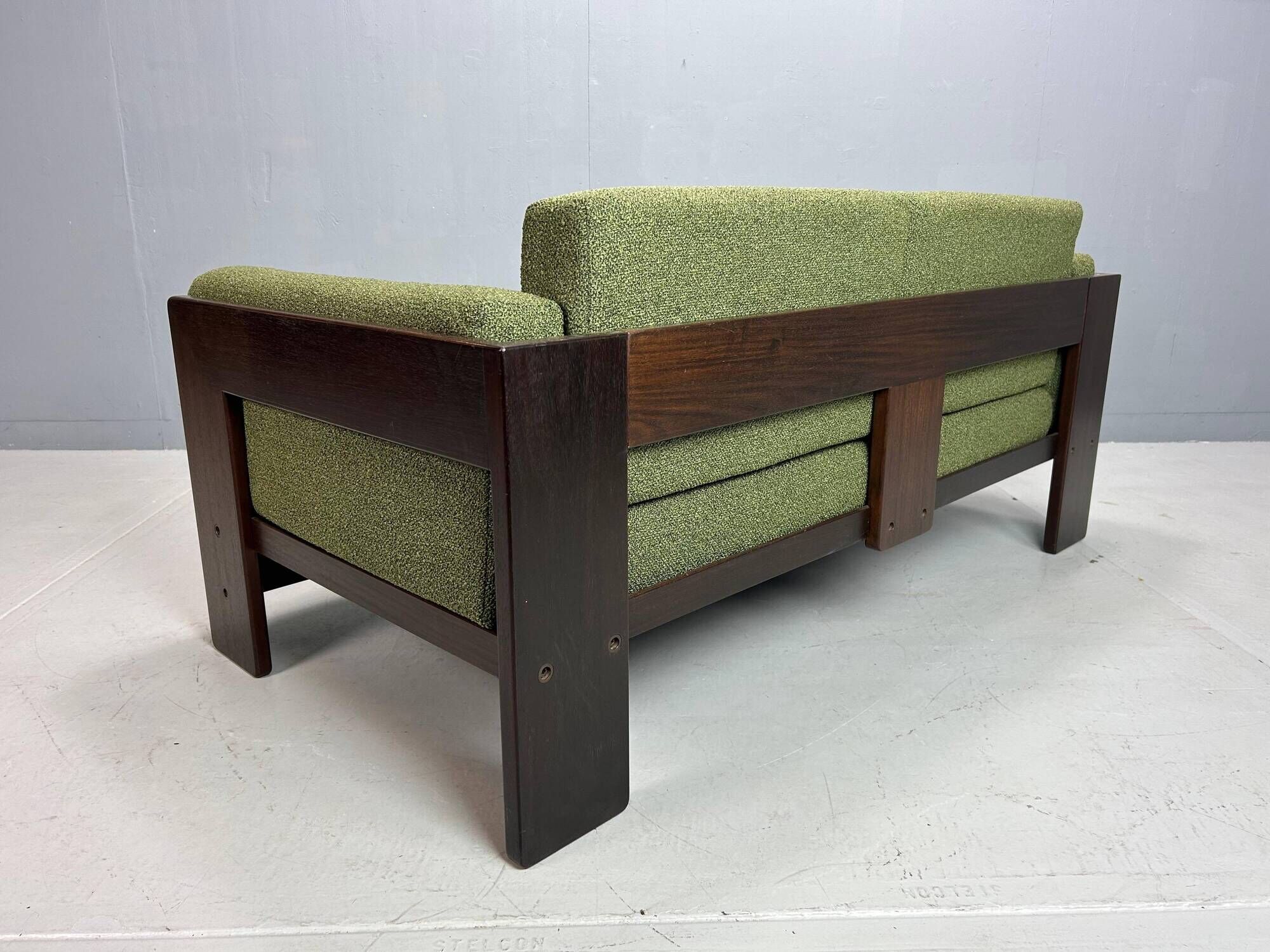 Tobia Scarpa new Green Boucle "Bastiano" 2-Seater Sofa for Knoll, 1960s