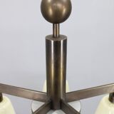1930s Art Deco Brass Chandelier, Czechoslovakia