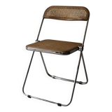 Plia folding chair in chrome and cane by Giancarlo Piretti, Italy 1970