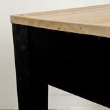 Blackened wood desk varnished tray