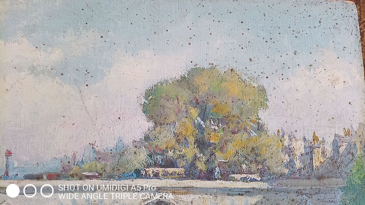 Edouard Leverd (1881-1950) oil on cardboard - 35 x 27 cm - bridge in Paris 1937