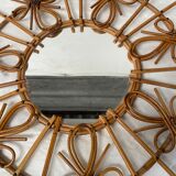 Miroir soleil rotin vintage 58cm