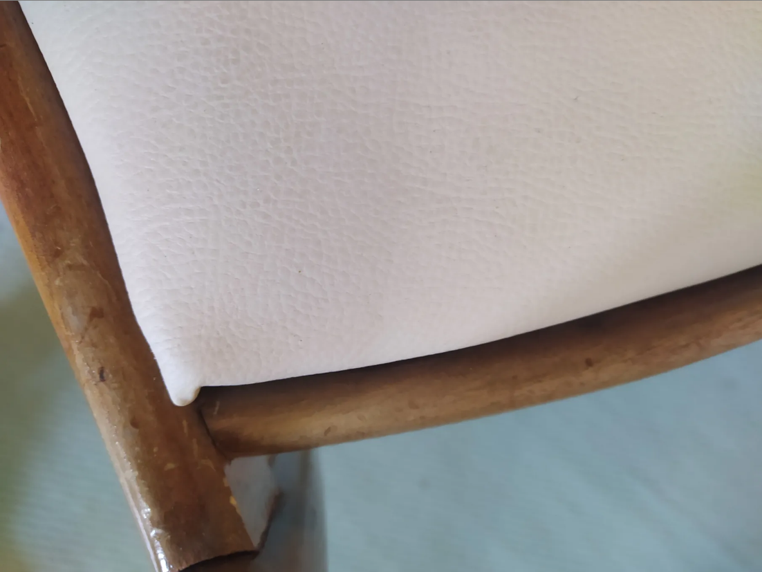 4 scandinavian beige white teak chairs