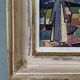 1951 Mid-Century Modern "Figures in Colour" Vintage Geometric Abstract Figurative Oil Painting, Fram