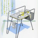 Kitsch art print from the 1950s/60s, modern décor. Wrought iron table.