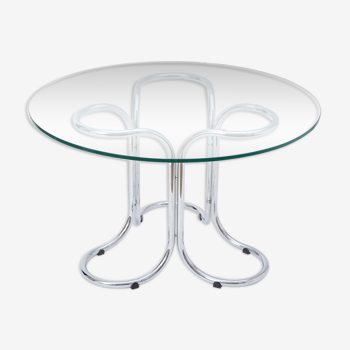 Table circulaire en verre moderne du milieu du siècle i