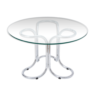 Table circulaire en verre moderne du milieu du siècle i