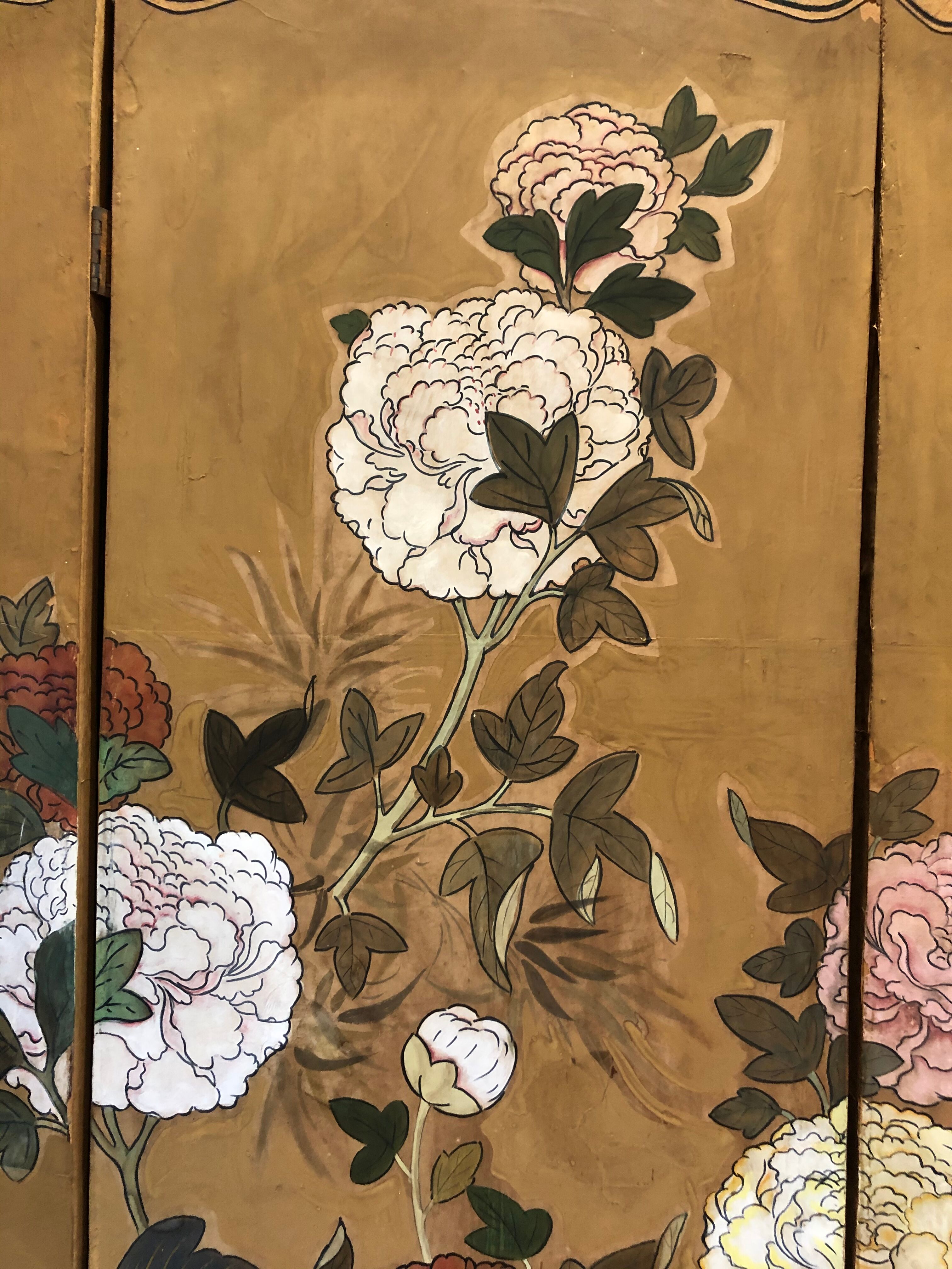 Screen 4 works in bois with peinture on papier style art de co