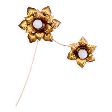 Pair of gold metal flower wall lights – 1960s/70s