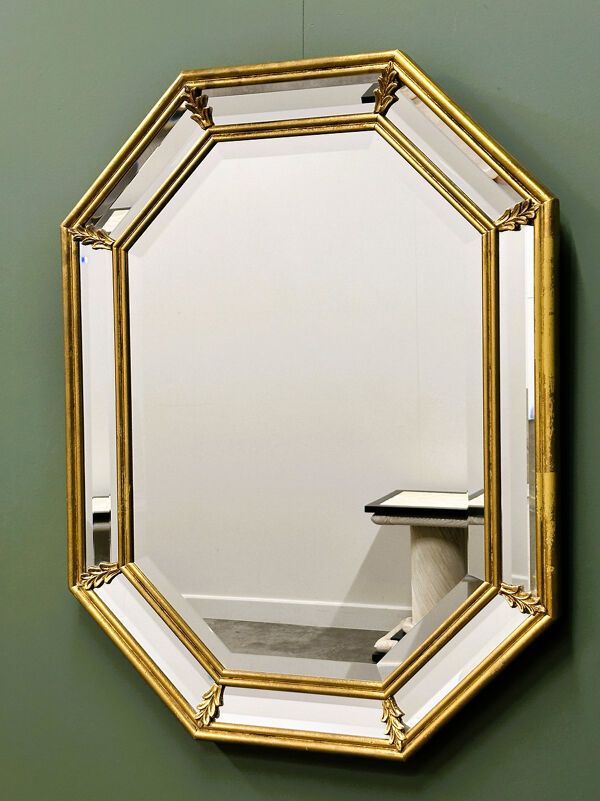 Miroir octogonal néoclassique vintage de Deknudt, Belgique, années 1980