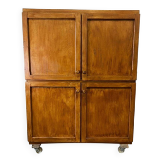 Vintage wooden baker's cupboard / large industrial cupboard