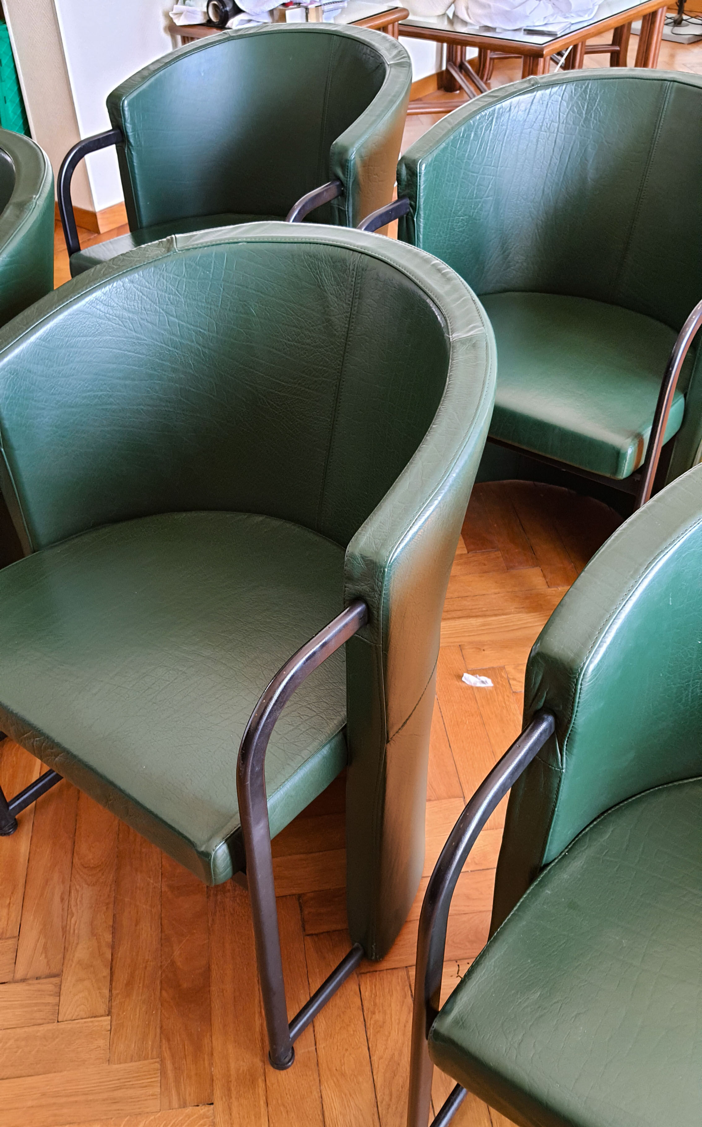 6 leather Club armchairs - Giovanni Erba Italy