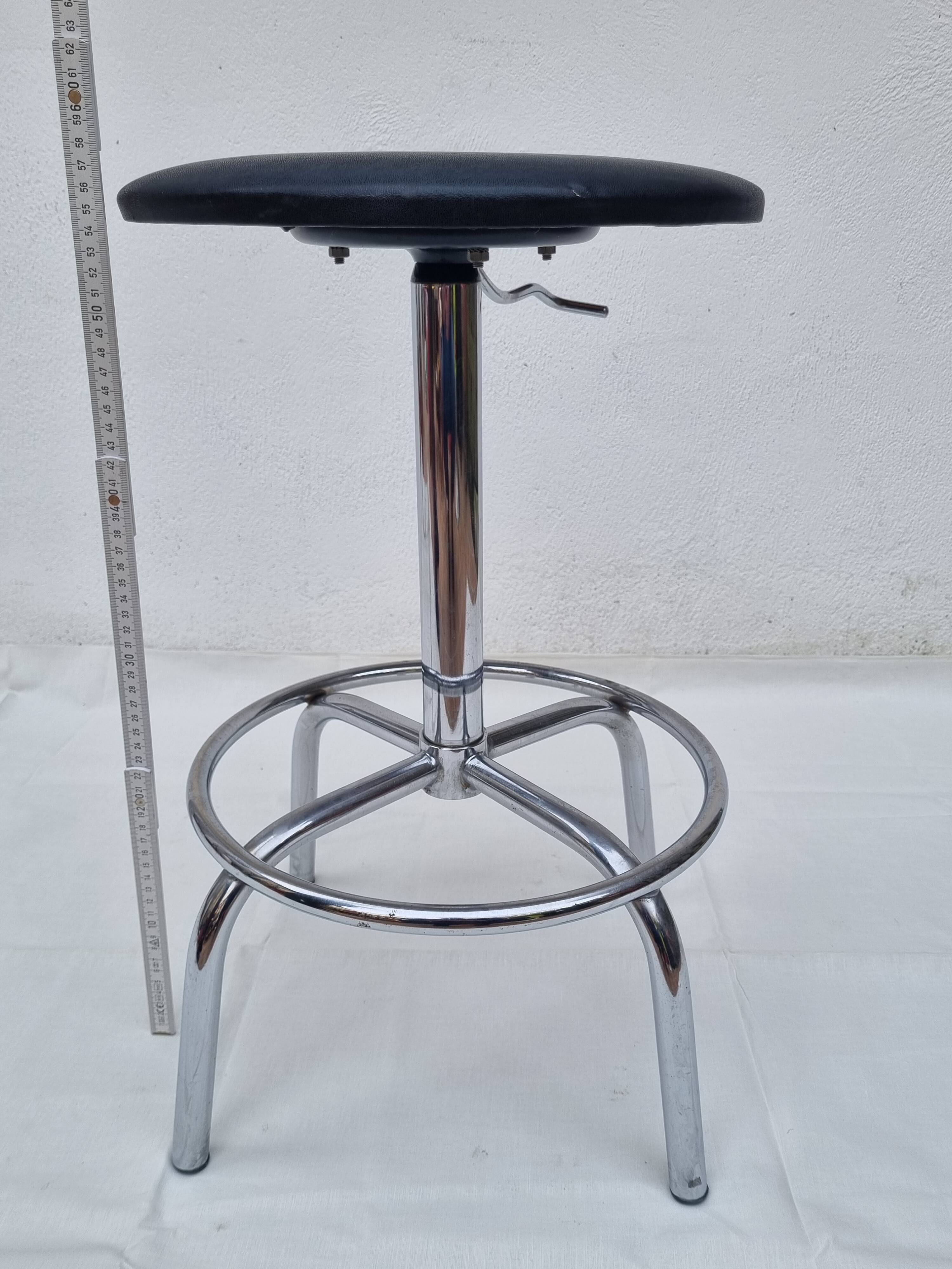Vintage adjustable chrome stool 56 cm