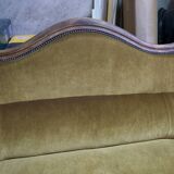 Three-seater velvet canapé in green, Louis Philippe style, 19th century.