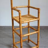 Vintage bamboo rattan high stool