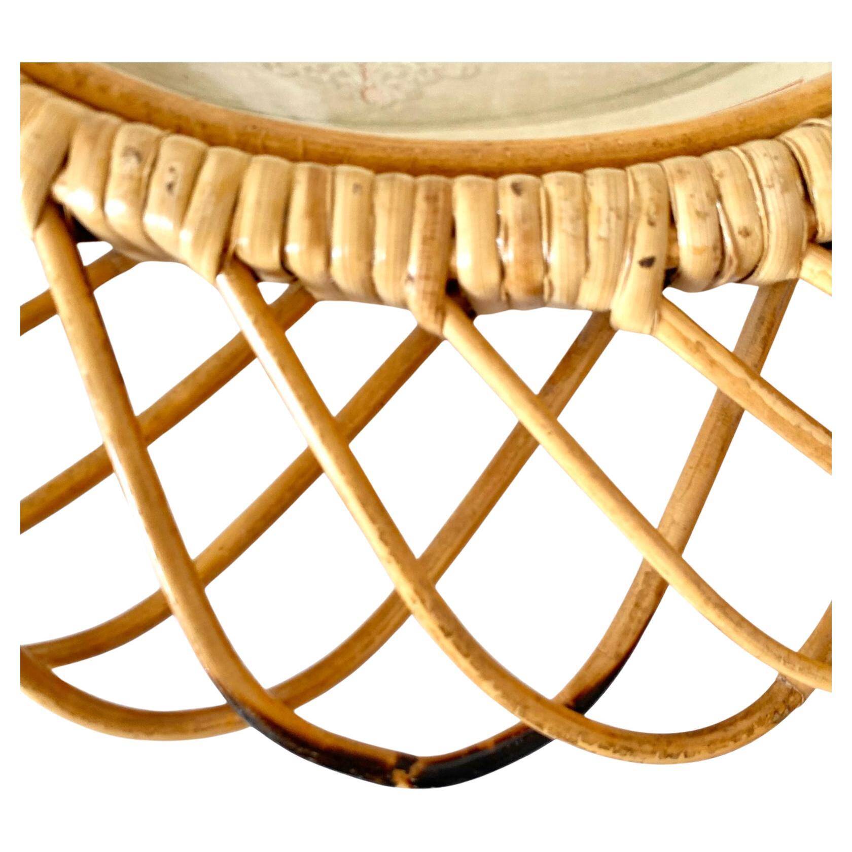 Midcentury Modern Large Sunburst Bamboo and Rattan Mirror, Bonacina, Italy 1960s