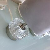 Suite of three lamps in structured glass and chrome/vintage years 70