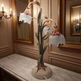 Lampe de table vintage à motif floral italien de la fin du XXe siècle - Art nouveau