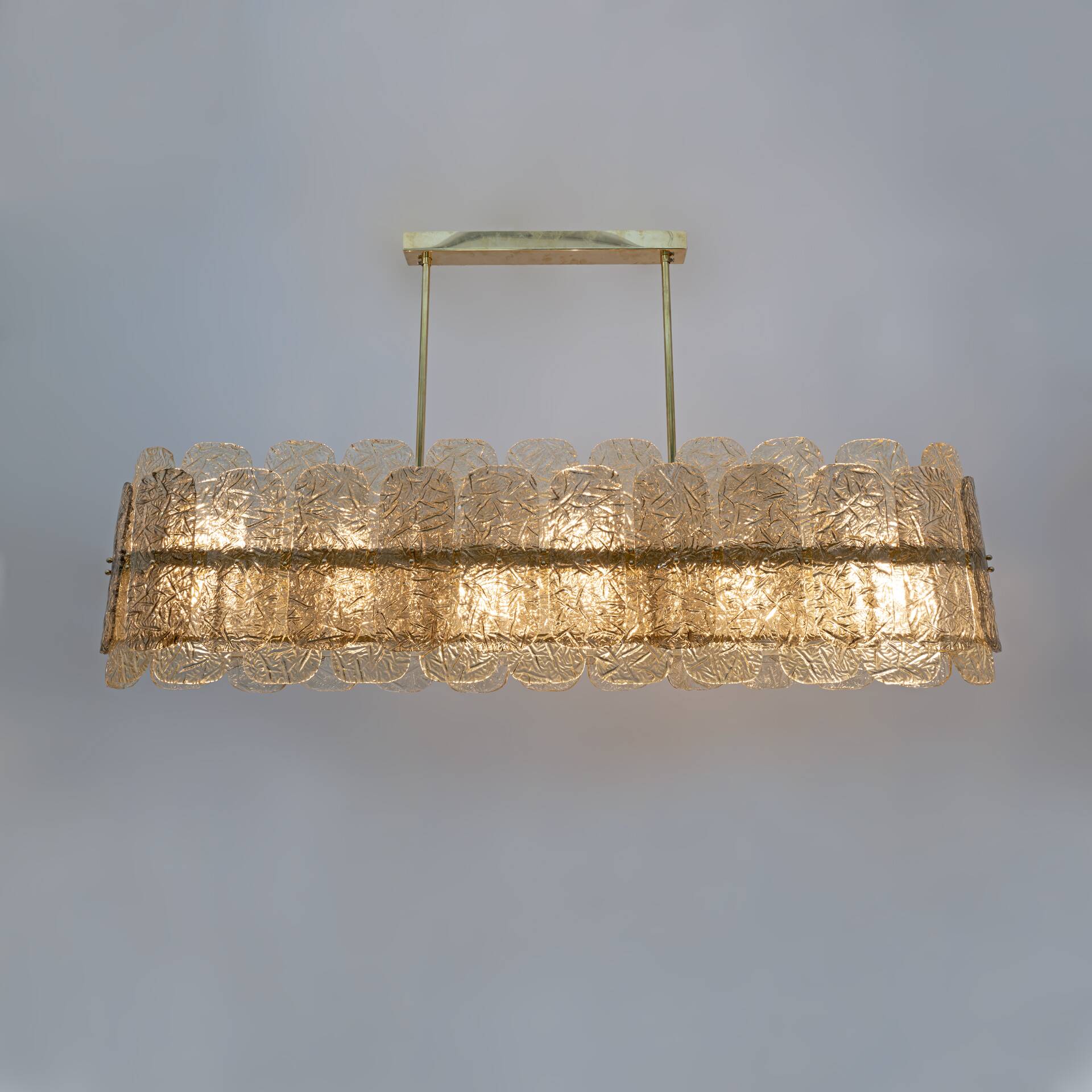 Mid-century Modern Stiyle Italian Brass and Murano Glass Chandelier
