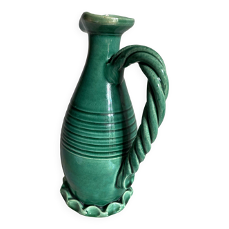 Small green ceramic pitcher