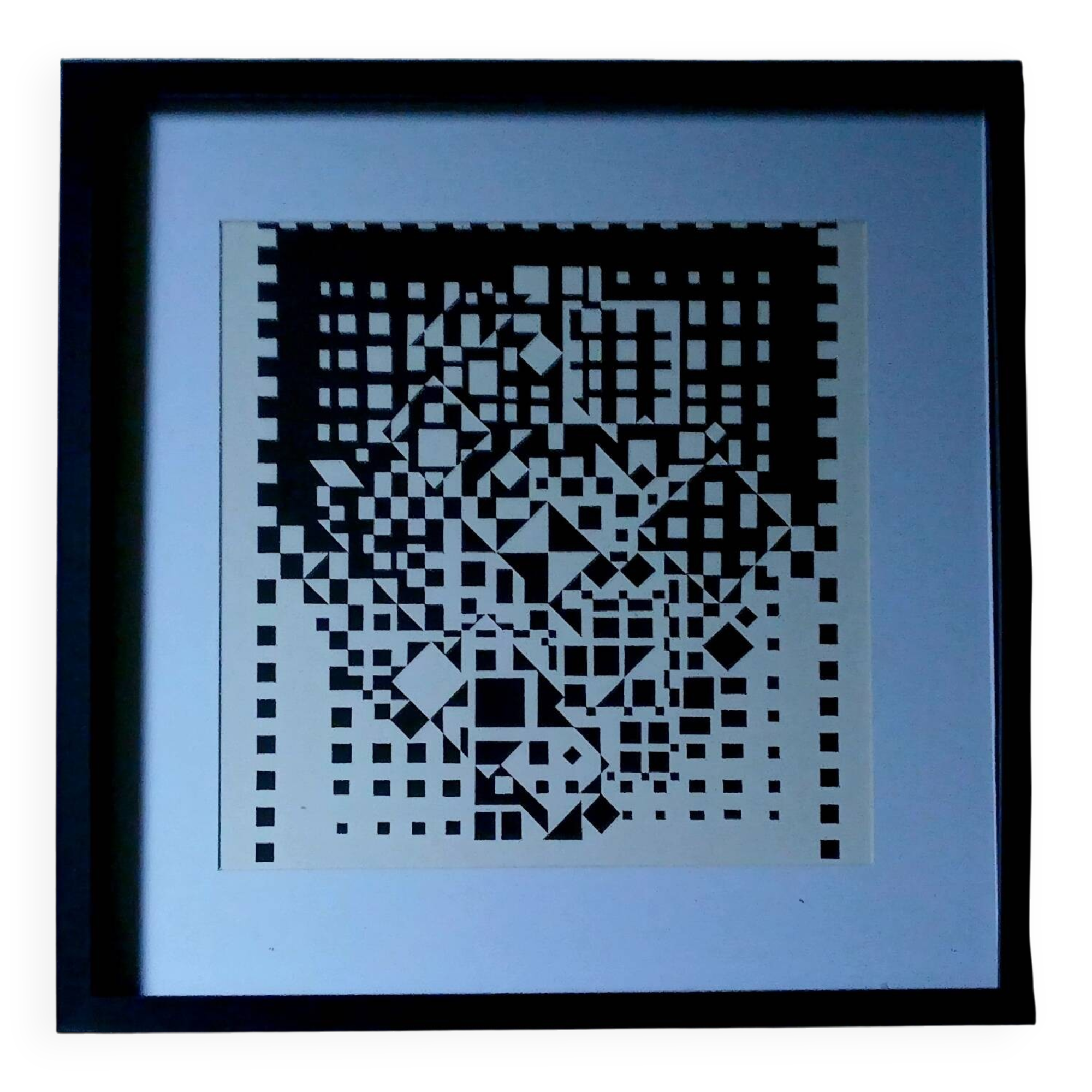 Tableau Vintage Art Optique - Victor Vasarely - Frame 40x40cm