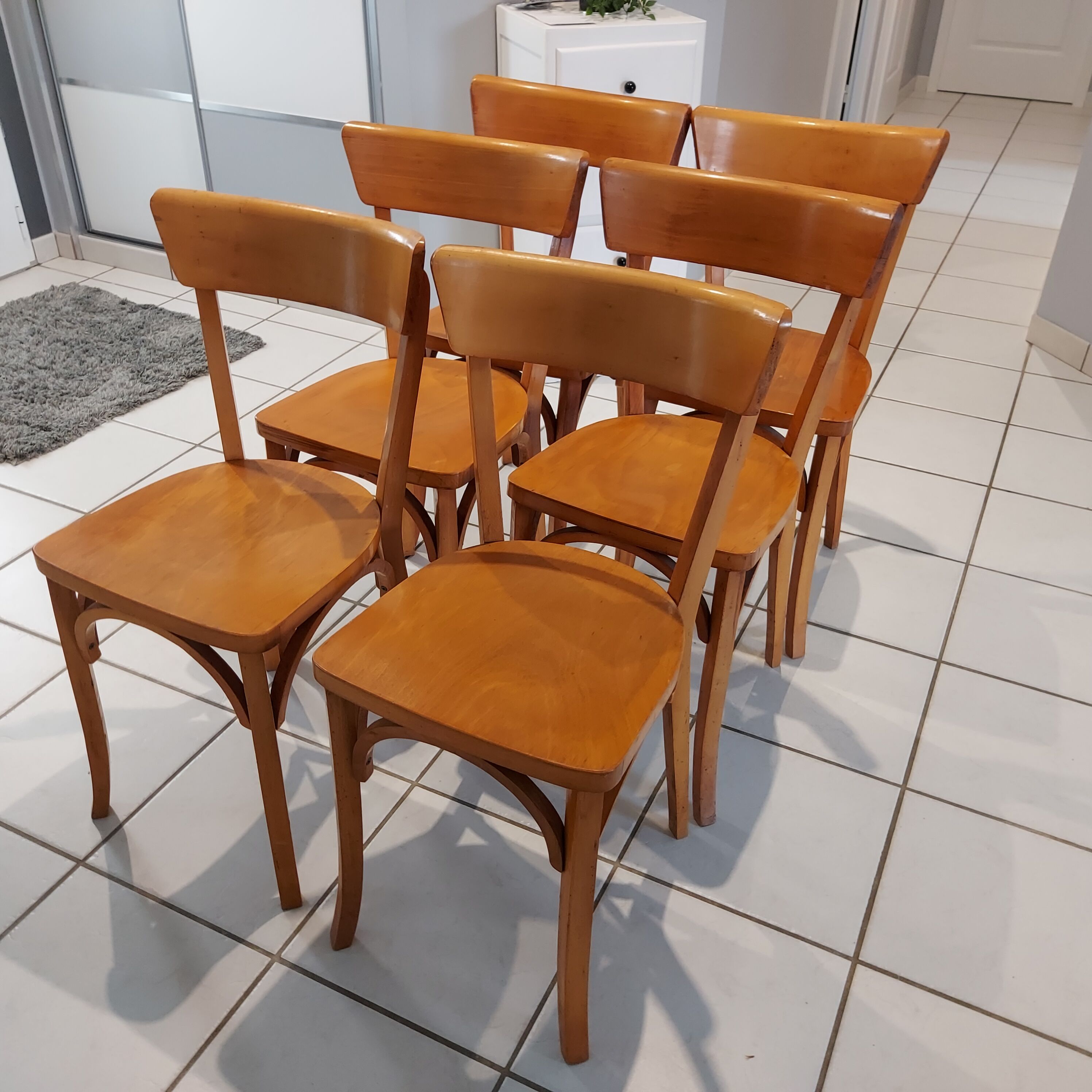 Suite of 6 chairs of Vintage Bistrot 1960s