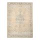 7x10 beige & navy blue vintage rug, 215x302cm