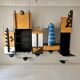 Large Postmodern Wall Unit in Metal and Lacquered Plywood, 1980s
