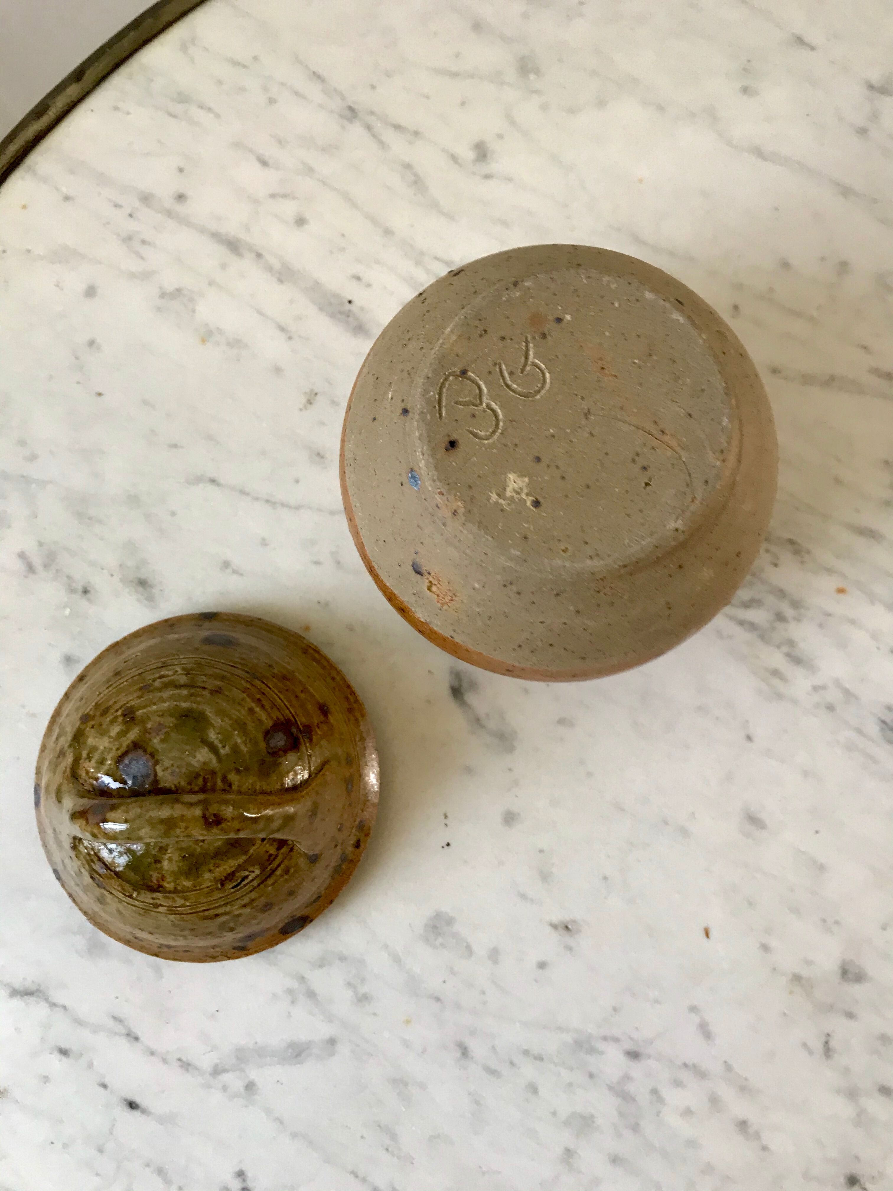 coffee service 6 cups and saucers, teapot and sugar bowl in ceramic / pottery / stoneware years 50-6