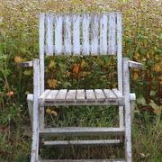 Set of 4 folding garden chairs in slatted wood – 1940 design
