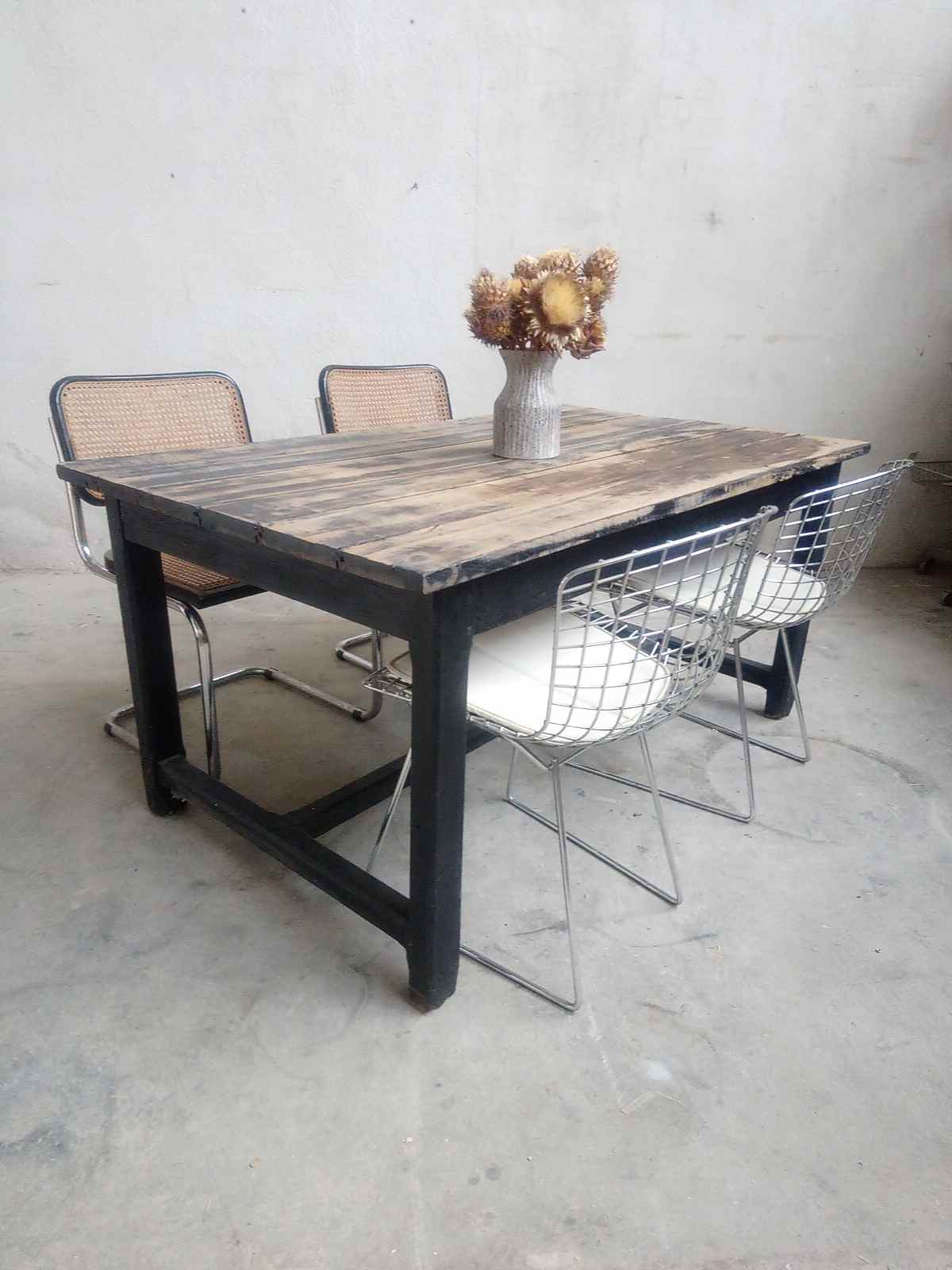 Patinated oak farm table
