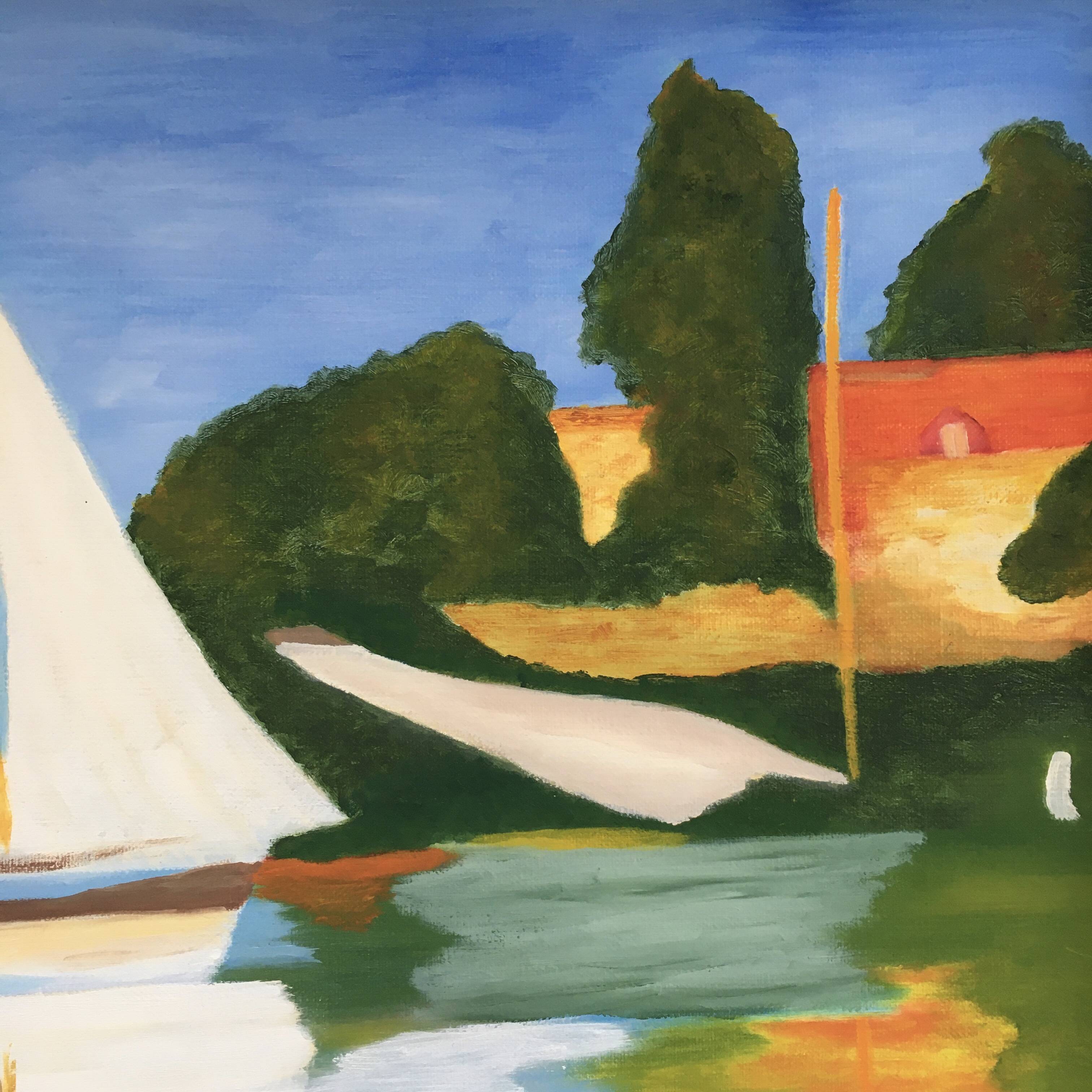 Table the white sailboats.