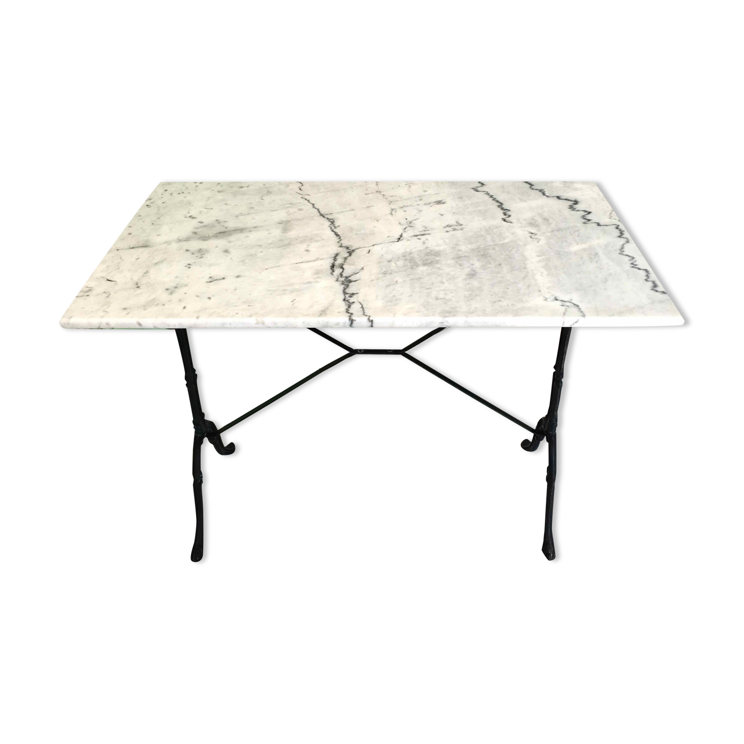 Table bistrot marbre et fonte