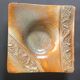 Glazed and sculpted stoneware catchall, signed vintage.