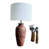 Terracotta lamp, new fabric cable, cotton lampshade.