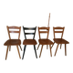 Set of 4 mismatched vintage chairs compass legs